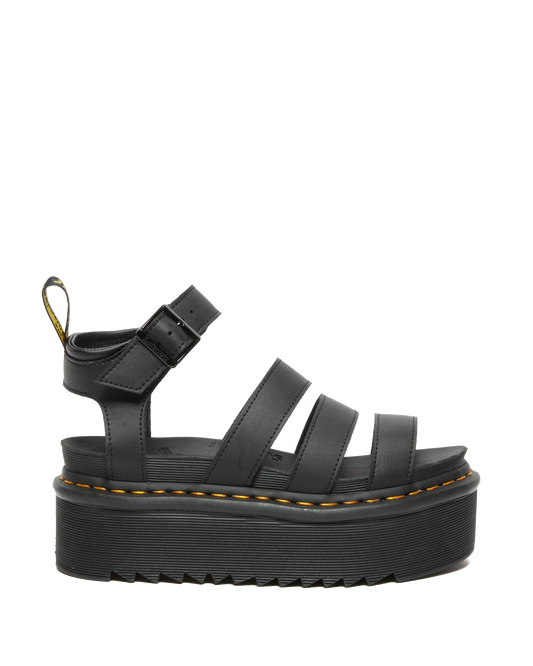 Blaire Hydro Leather Platform Strap Sandals in Black