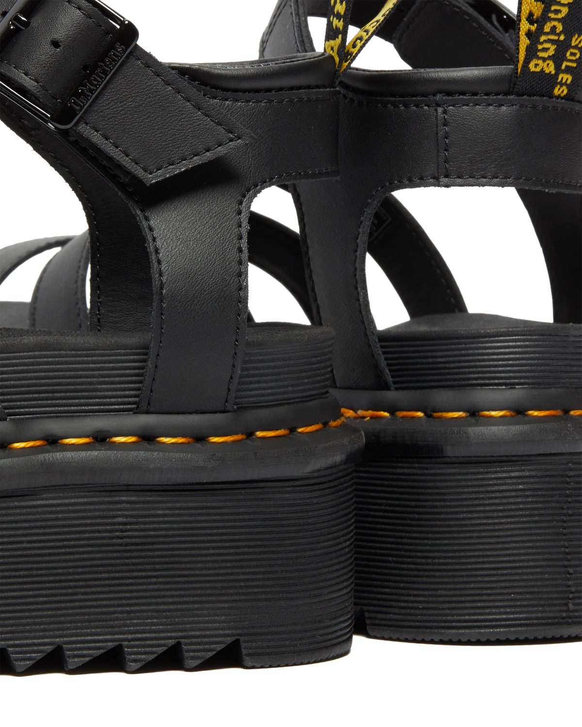 Blaire Hydro Leather Platform Strap Sandals in Black