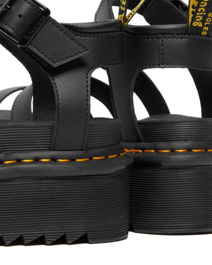 Blaire Hydro Leather Platform Strap Sandals in Black