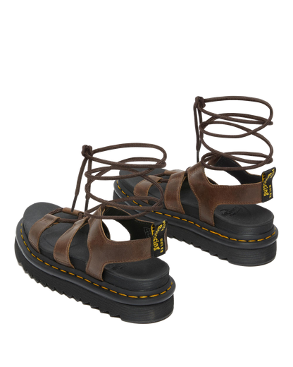 Nartilla Illusion Leather Gladiator Sandals in Dark Brown