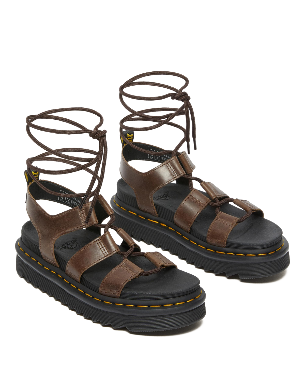 Nartilla Illusion Leather Gladiator Sandals in Dark Brown