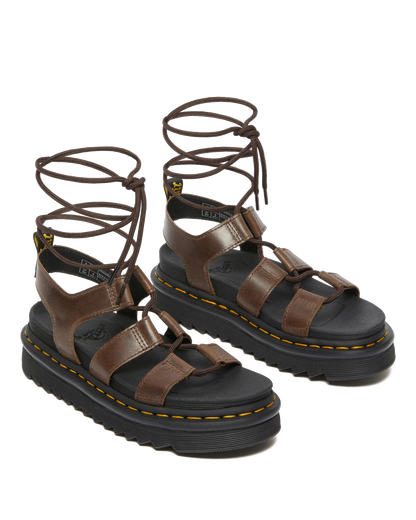 Nartilla Illusion Leather Gladiator Sandals in Dark Brown