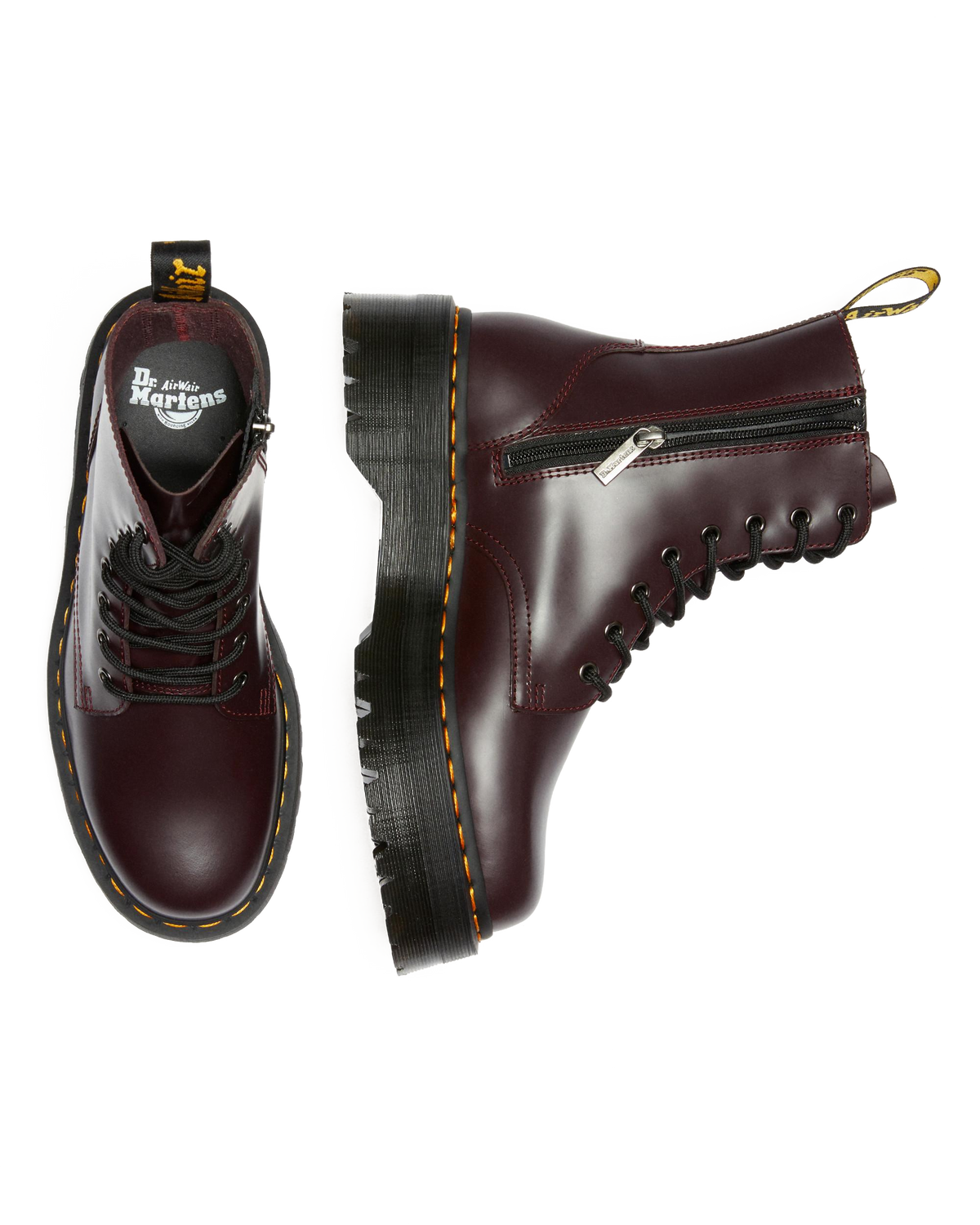 Jadon Boot Smooth Leather Platforms in Burgundy