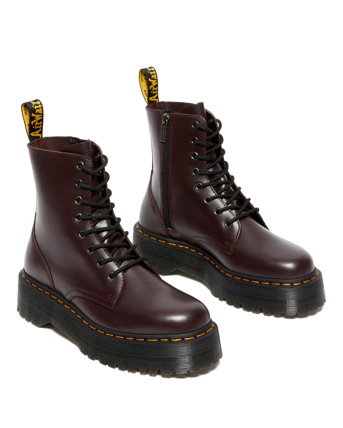 Jadon Boot Smooth Leather Platforms in Burgundy