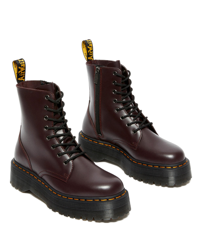 Jadon Boot Smooth Leather Platforms in Burgundy