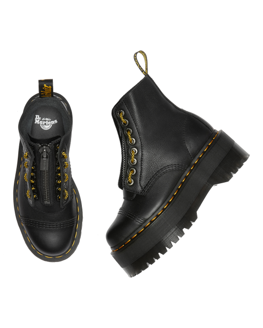 Sinclair Max Pisa Leather Platform Boots in Black