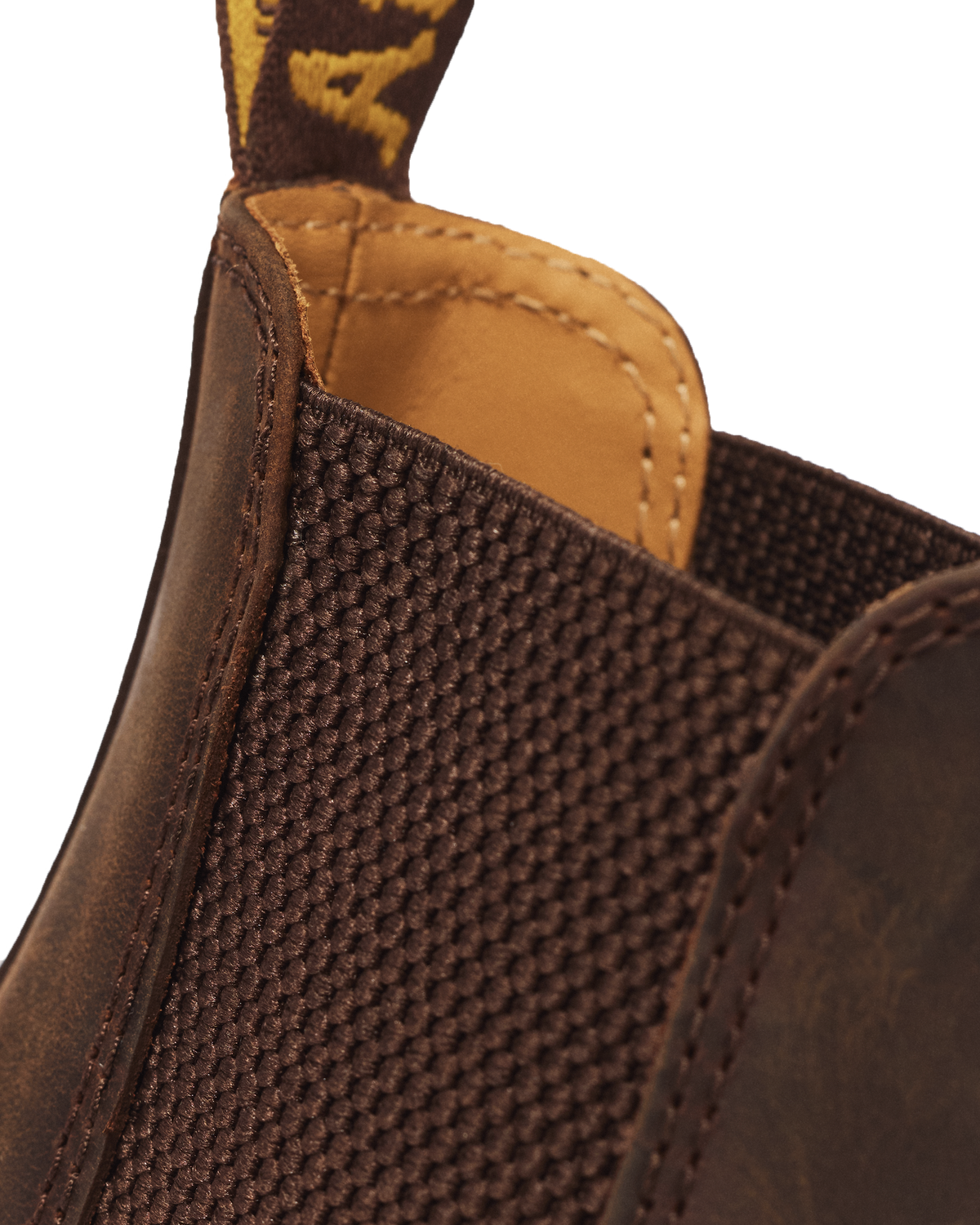 2976 Yellow Stitch Crazy Horse Leather Chelsea Boots in Dark Brown