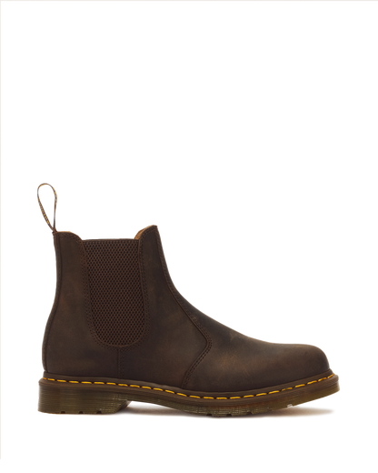 2976 Yellow Stitch Crazy Horse Leather Chelsea Boots in Dark Brown