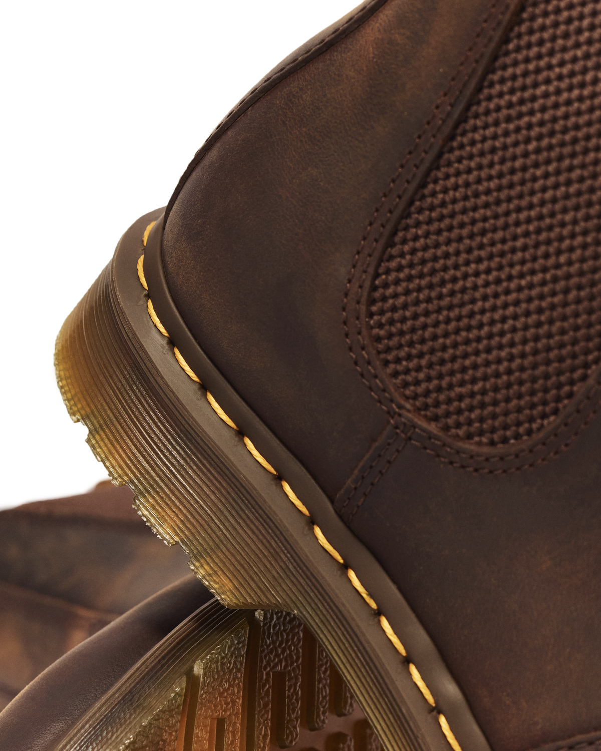 2976 Yellow Stitch Crazy Horse Leather Chelsea Boots in Dark Brown