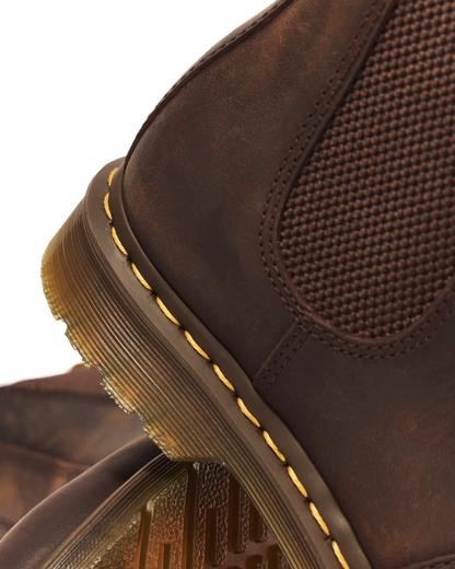 2976 Yellow Stitch Crazy Horse Leather Chelsea Boots in Dark Brown