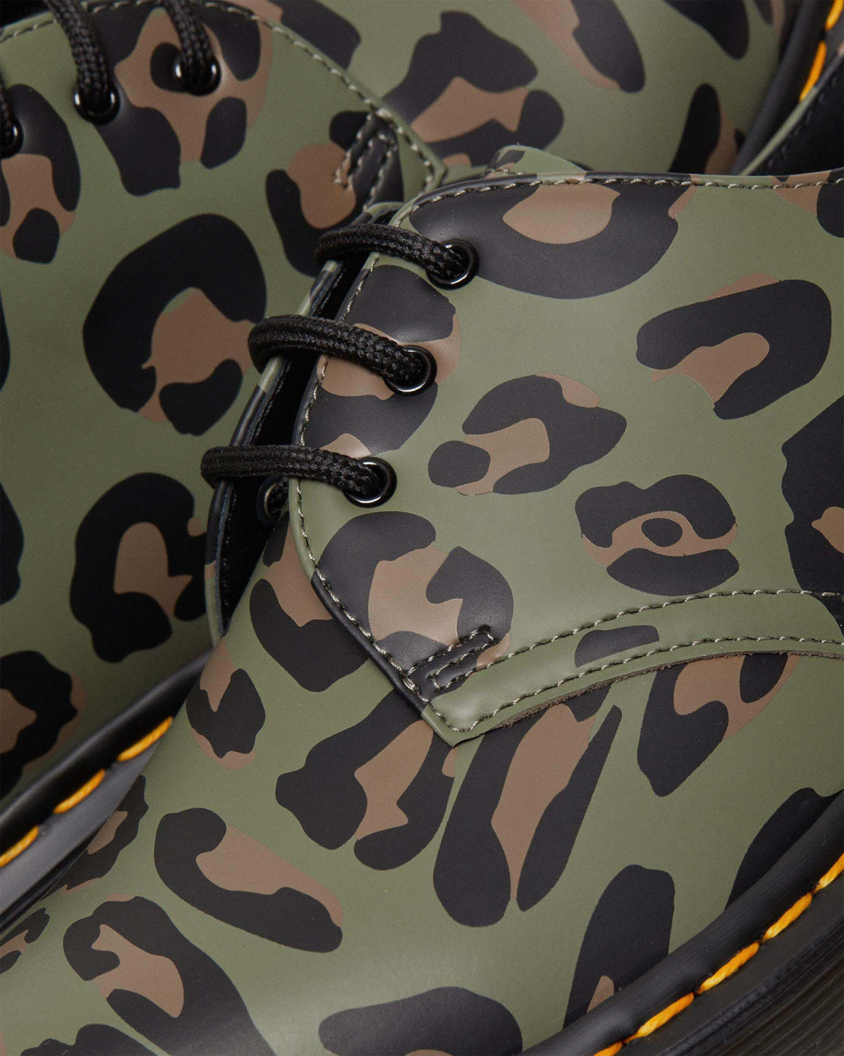 1461 Distorted Leopard Print Oxford Shoes in Khaki Green