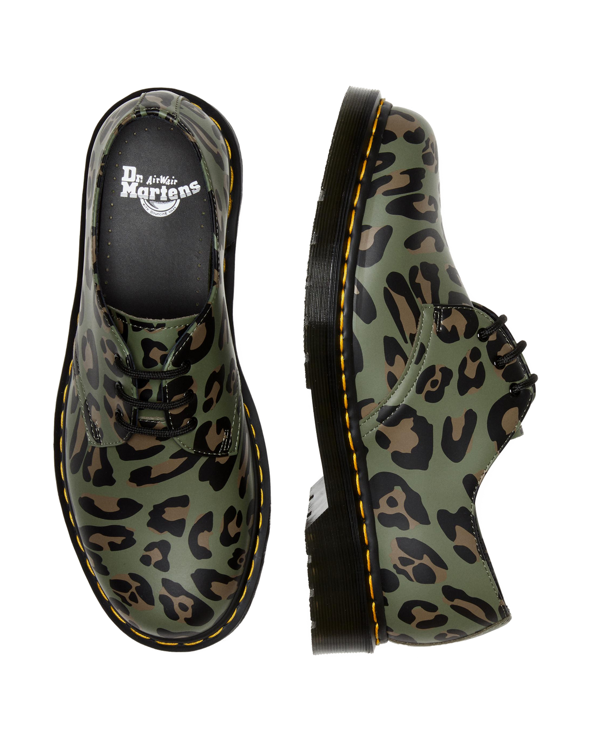 1461 Distorted Leopard Print Oxford Shoes in Khaki Green