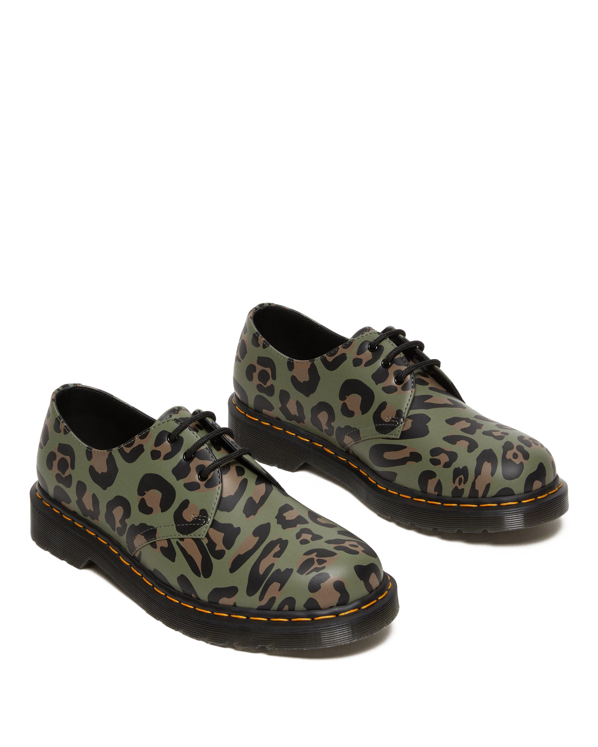 1461 Distorted Leopard Print Oxford Shoes in Khaki Green