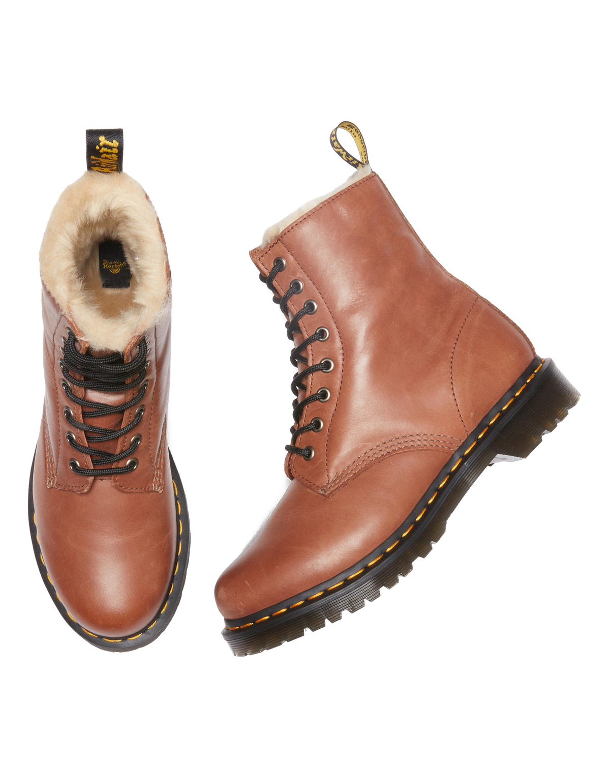 1460 Serena Women's Faux Fur-Lined Leather Boots in Tan
