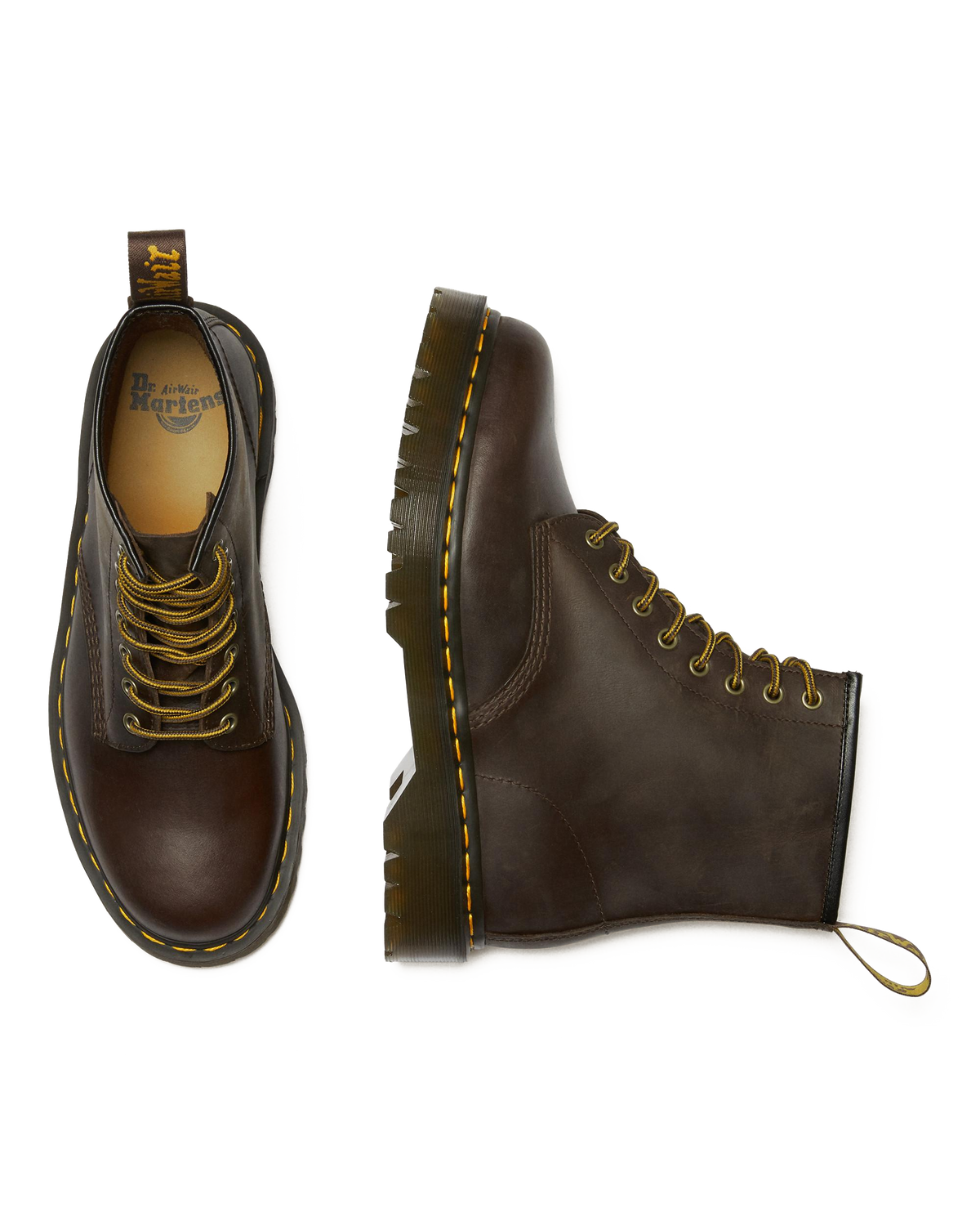 1460 Bex Crazy Horse Leather Lace Up Boots in Dark Brown