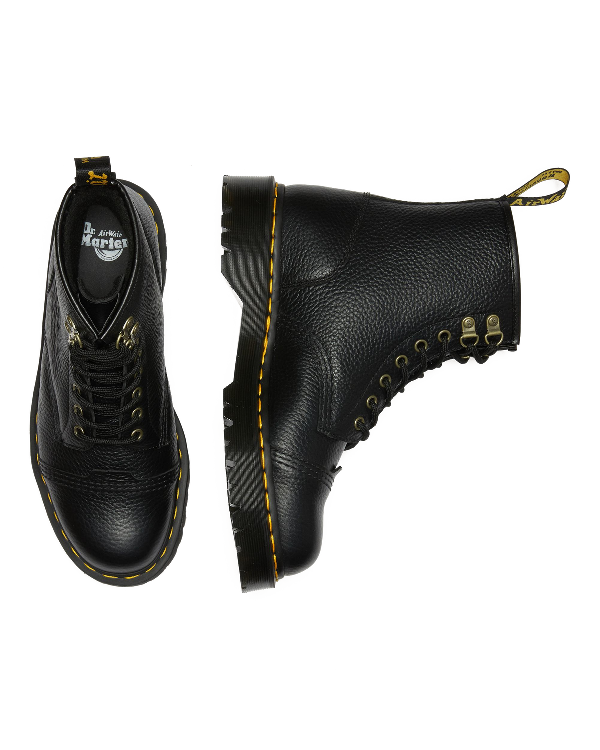 1460 Bex Fleece-Lined Leather Lace Up Boots in Black Milled Nappa