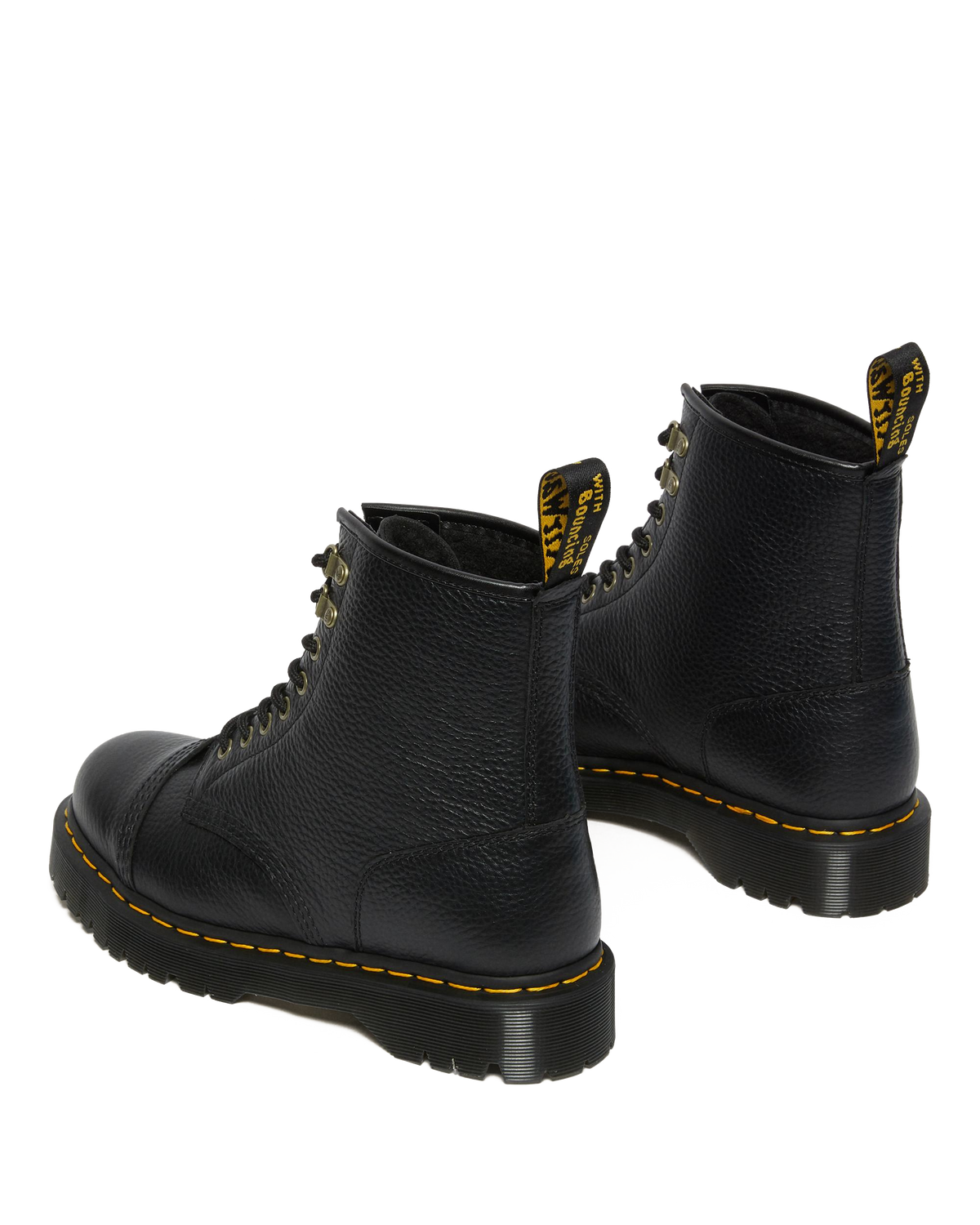 1460 Bex Fleece-Lined Leather Lace Up Boots in Black Milled Nappa