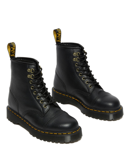 1460 Bex Fleece-Lined Leather Lace Up Boots in Black Milled Nappa