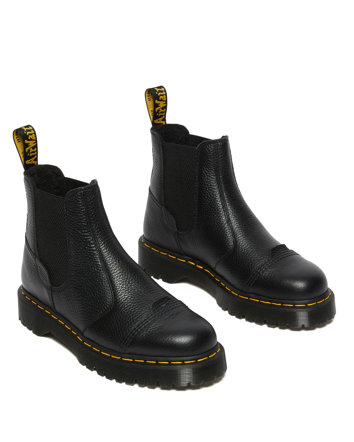 2976 Bex Fleece-Lined Platform Chelsea Boots in Black Milled Nappa