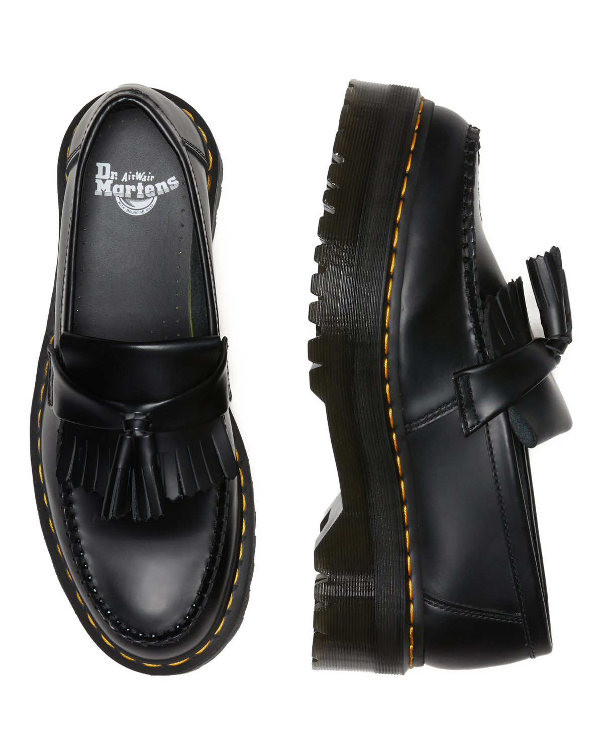 Adrian Leather Platform Tassel Loafers in Black