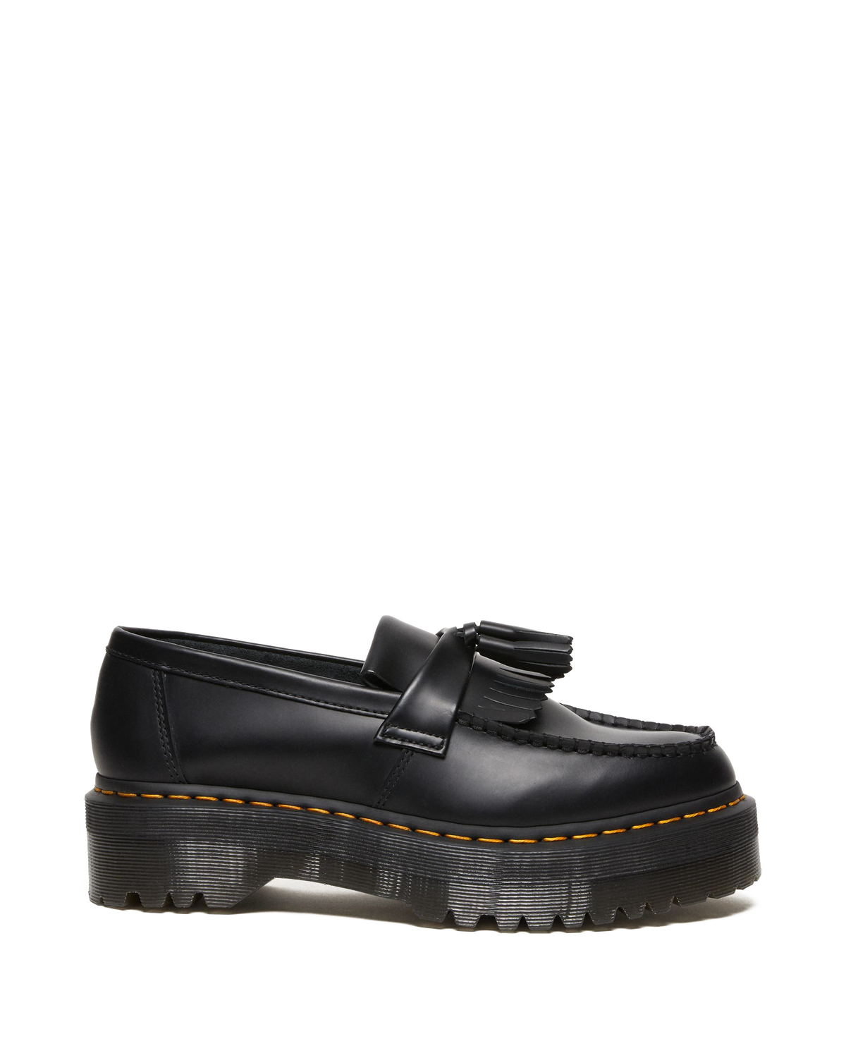Adrian Leather Platform Tassel Loafers in Black