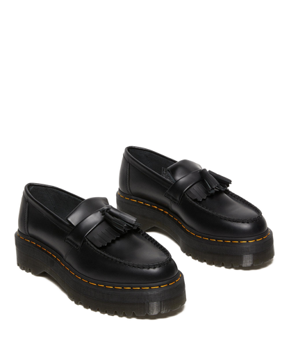 Adrian Leather Platform Tassel Loafers in Black