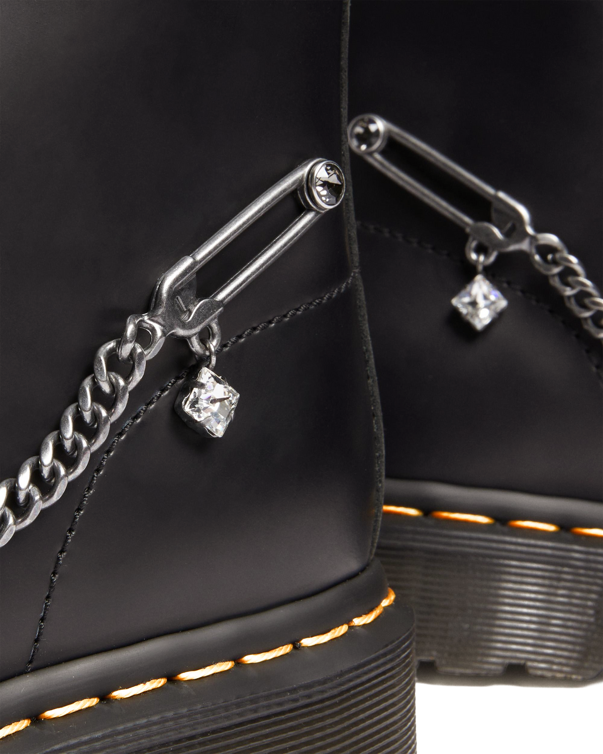1460 Swarovski Leather Lace Up Boots in Black