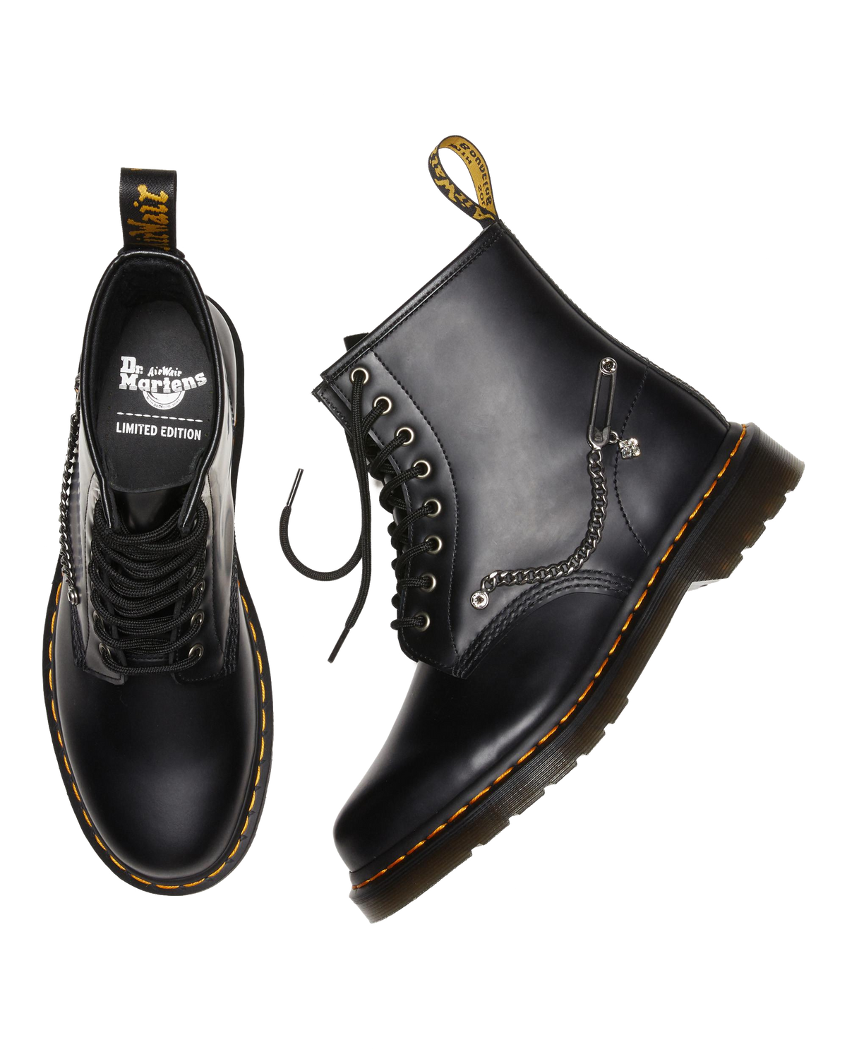 1460 Swarovski Leather Lace Up Boots in Black