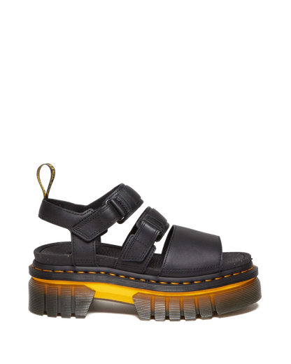 Ricki Contrast Sole Leather 3-Strap Platform Sandals in Black