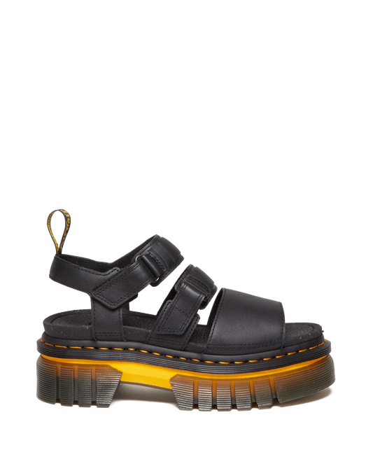 Ricki Contrast Sole Leather 3-Strap Platform Sandals in Black