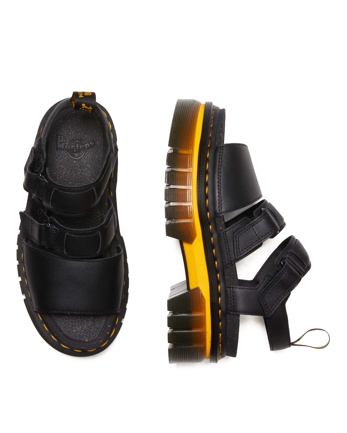 Ricki Contrast Sole Leather 3-Strap Platform Sandals in Black