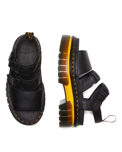 Ricki Contrast Sole Leather 3-Strap Platform Sandals in Black