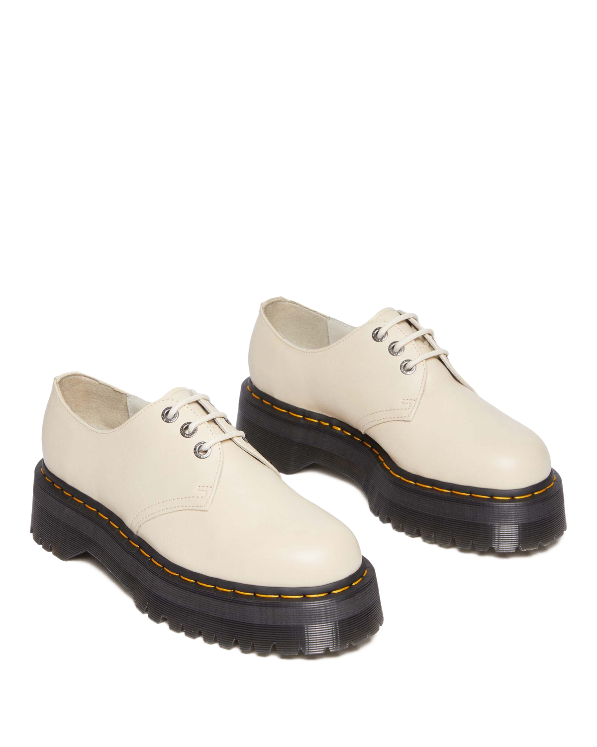 1461 II Pisa Leather Platform Shoes in Parchment Beige