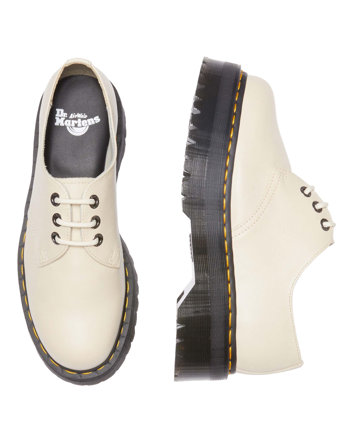 1461 II Pisa Leather Platform Shoes in Parchment Beige