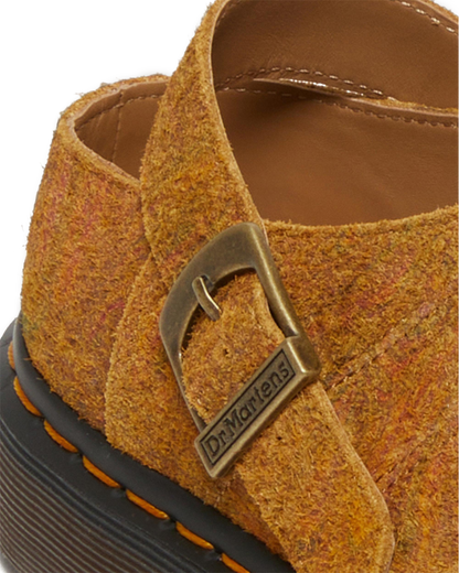 Isham Marbled Suede Slingback Mules in Brown+Mustard