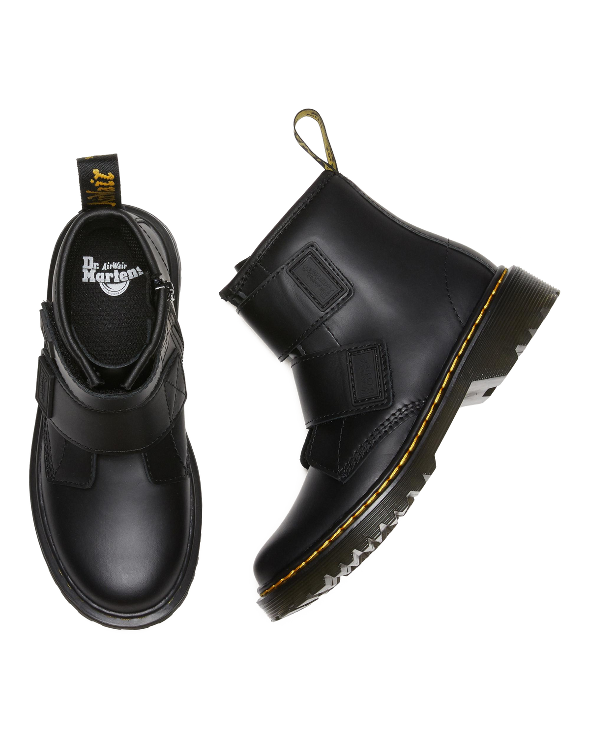 Junior 1460 Double Strap Leather Boots in Black