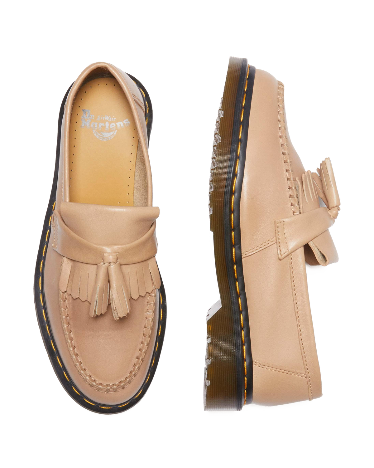 Adrian Carrara Leather Tassel Loafers in Beige