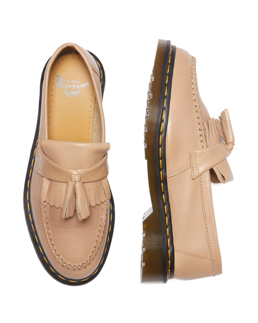 Adrian Carrara Leather Tassel Loafers in Beige