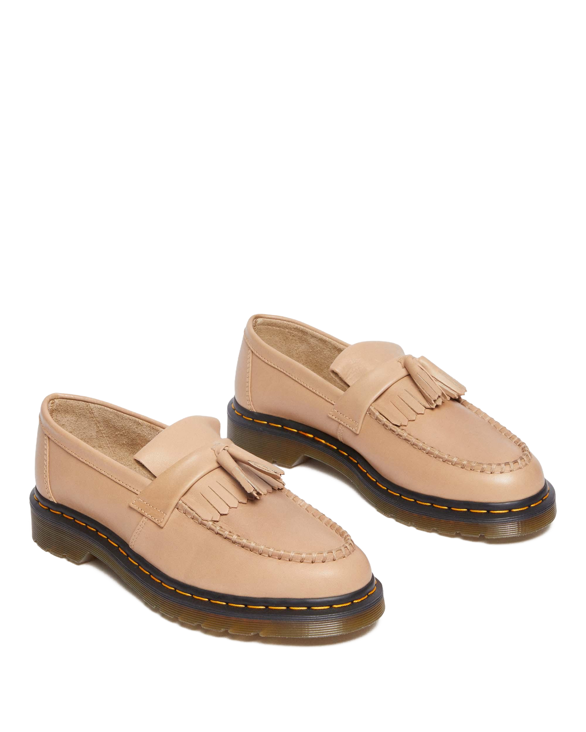 Adrian Carrara Leather Tassel Loafers in Beige