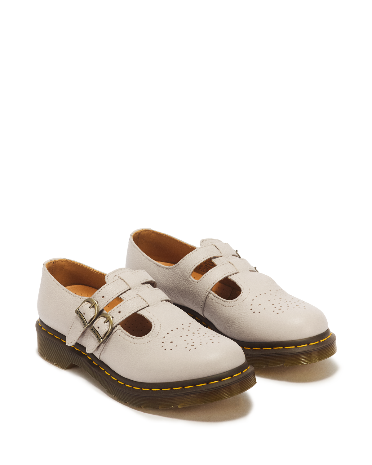 8065 Virginia Leather Mary Jane Shoes in Vintage Taupe