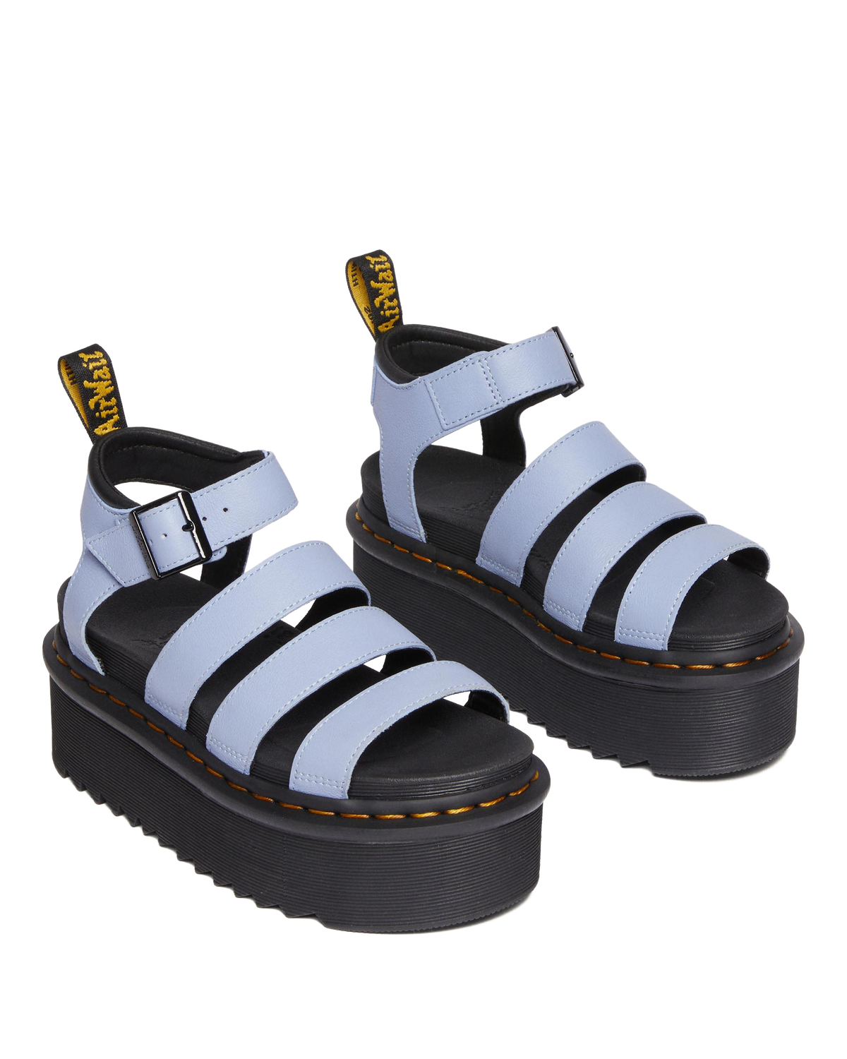 Blaire Pisa Leather Platform Strap Sandals in Zen Blue