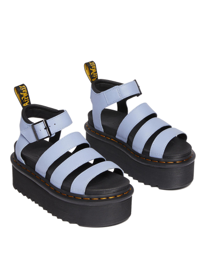 Blaire Pisa Leather Platform Strap Sandals in Zen Blue