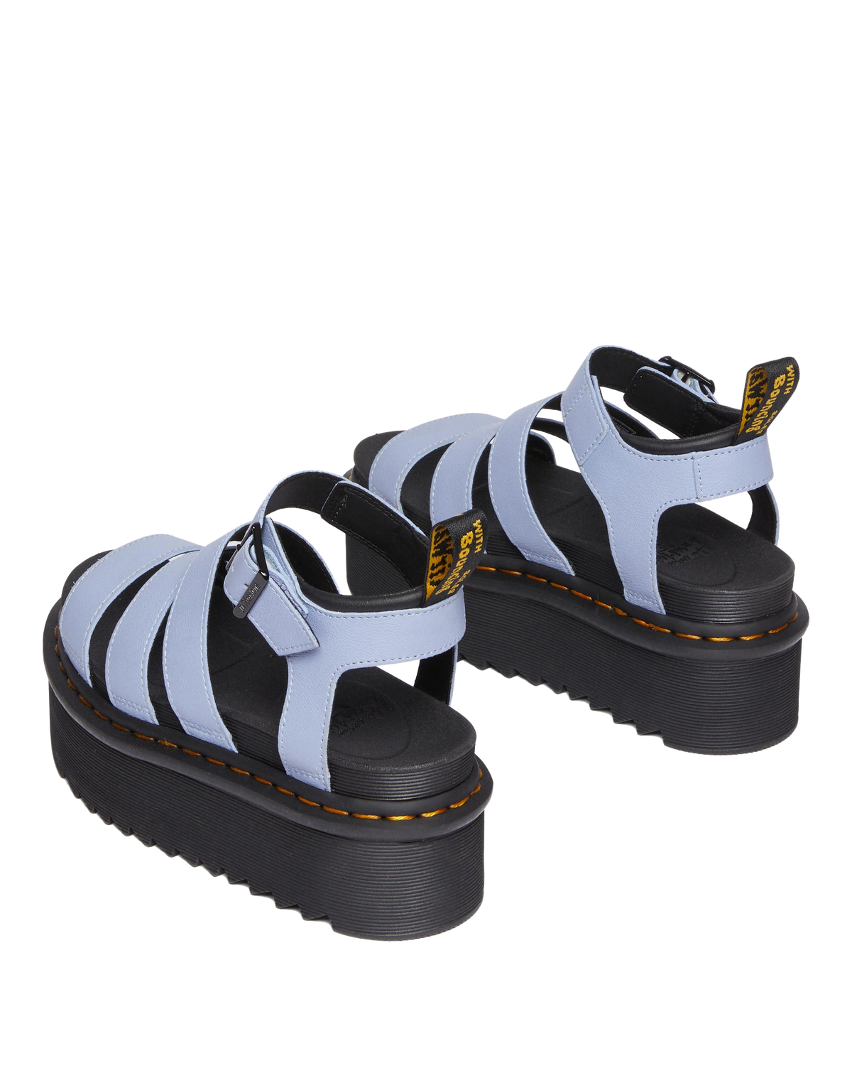 Blaire Pisa Leather Platform Strap Sandals in Zen Blue