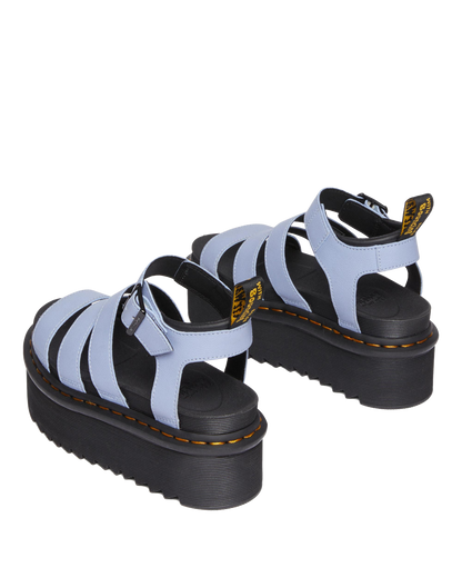 Blaire Pisa Leather Platform Strap Sandals in Zen Blue