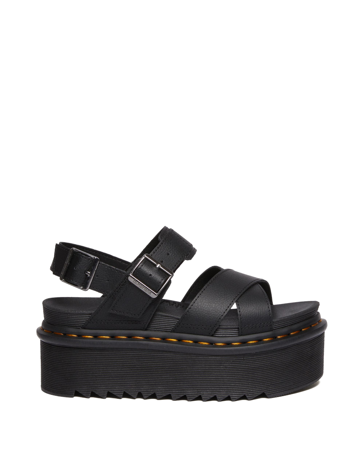 Voss II Athena Leather Strap Platform Sandals in Black