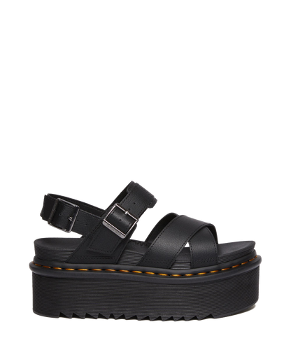 Voss II Athena Leather Strap Platform Sandals in Black