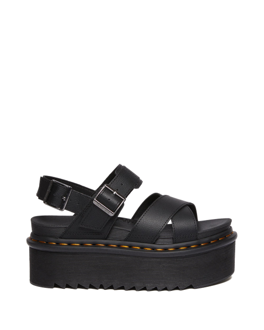 Voss II Athena Leather Strap Platform Sandals in Black