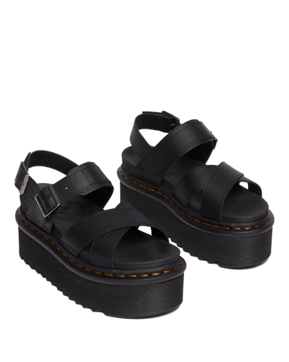 Voss II Athena Leather Strap Platform Sandals in Black