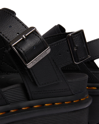 Voss II Athena Leather Strap Platform Sandals in Black