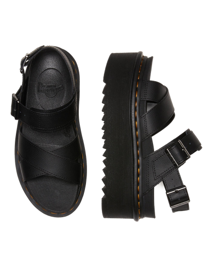 Voss II Athena Leather Strap Platform Sandals in Black